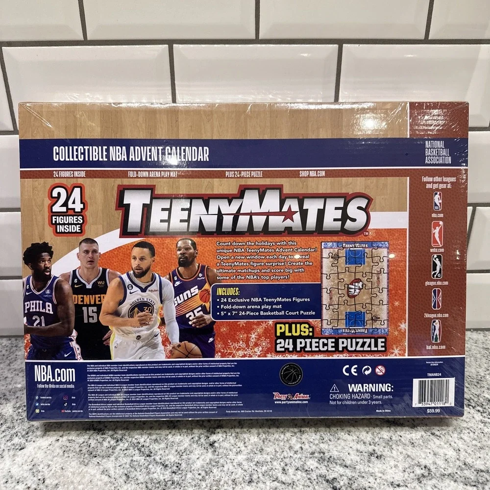 NBA TeenyMates Advent Calendar 2024 Includes 24 Figures and Puzzle New‎ Sealed